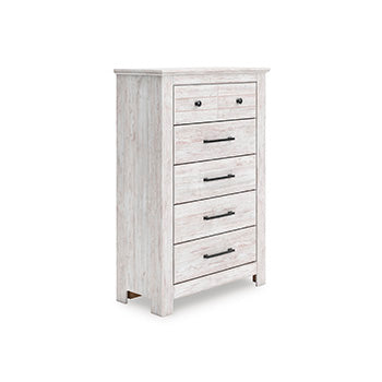 Cassel Furniture Outlet - Ashley Furniture - Makidern Bedroom - Five Drawer Chest / Whitewash - PCB1171-46