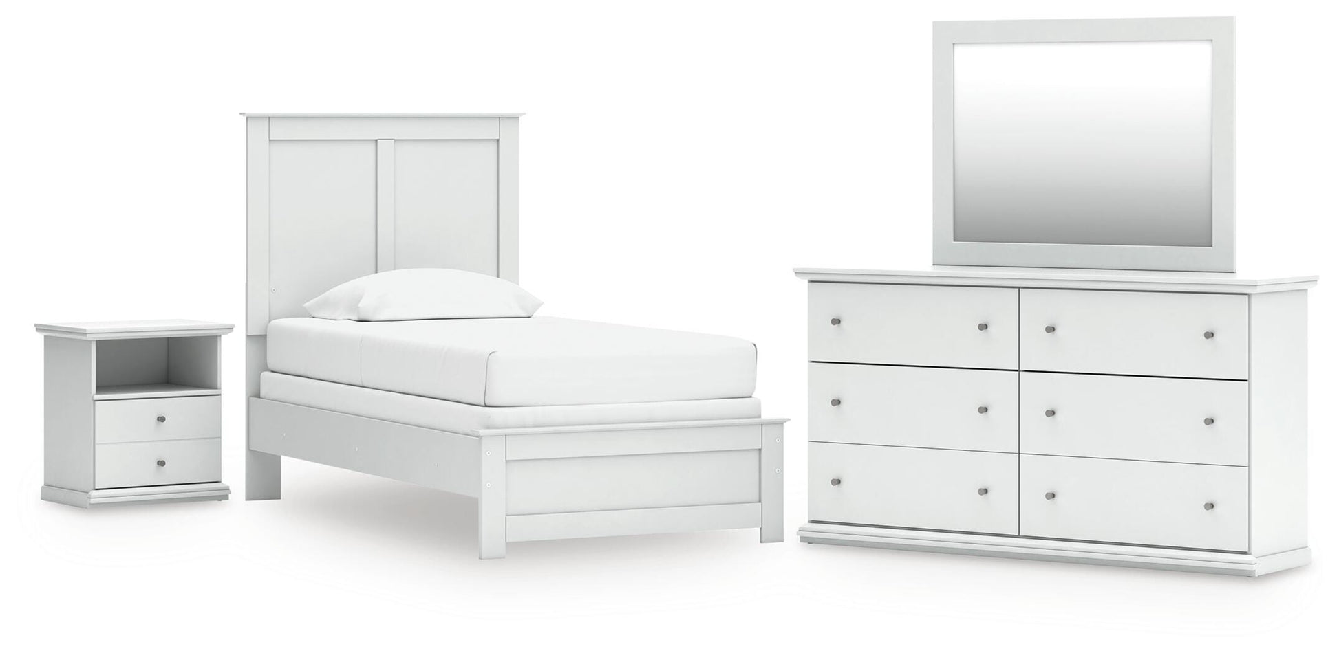 Cassel Furniture Outlet - Ashley Furniture - Bostwick Shoals Twin Panel Bed, Dresser, Mirror and Nightstand - Twin Panel Bed, Dresser, Mirror and Nightstand - B139B60