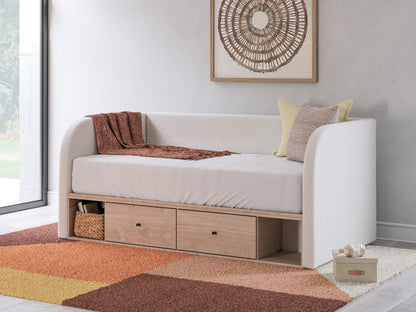 Cassel Furniture Outlet - Ashley Furniture - Arloster Bedroom - Full Upholstered Day Bed with Storage / Tan/White - PCB1566B11