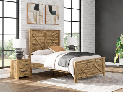 Cassel Furniture Outlet - Ashley Furniture - Maystonna Bedroom - Queen Crossbuck Panel Bed / Brown - PCB1580B2
