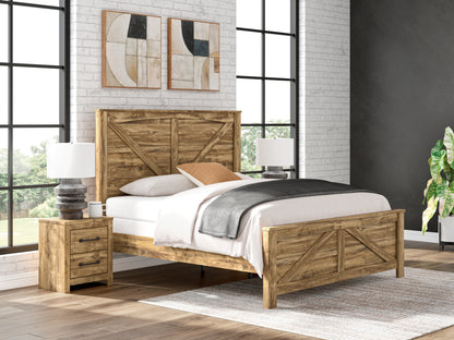 Cassel Furniture Outlet - Ashley Furniture - Maystonna Bedroom - King Crossbuck Panel Bed / Brown - PCB1580B6