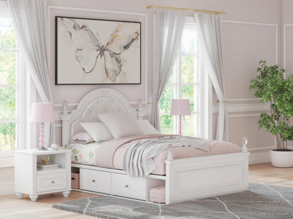 Cassel Furniture Outlet - Ashley Furniture - Kozlani Bedroom - Full Upholstered Panel Bed with Storage / White - PCB1819B18