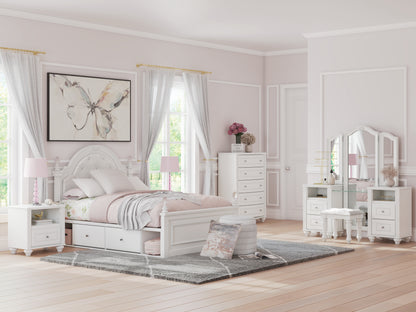 Cassel Furniture Outlet - Ashley Furniture - Kozlani Bedroom - Full Upholstered Panel Storage Bed / White - PCB1819B10