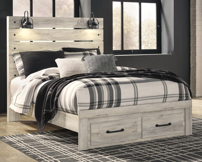 Cassel Furniture Outlet - Ashley Furniture - Cambeck Bedroom - Queen Panel Bed with 2 Storage Drawers / Whitewash - B192B8