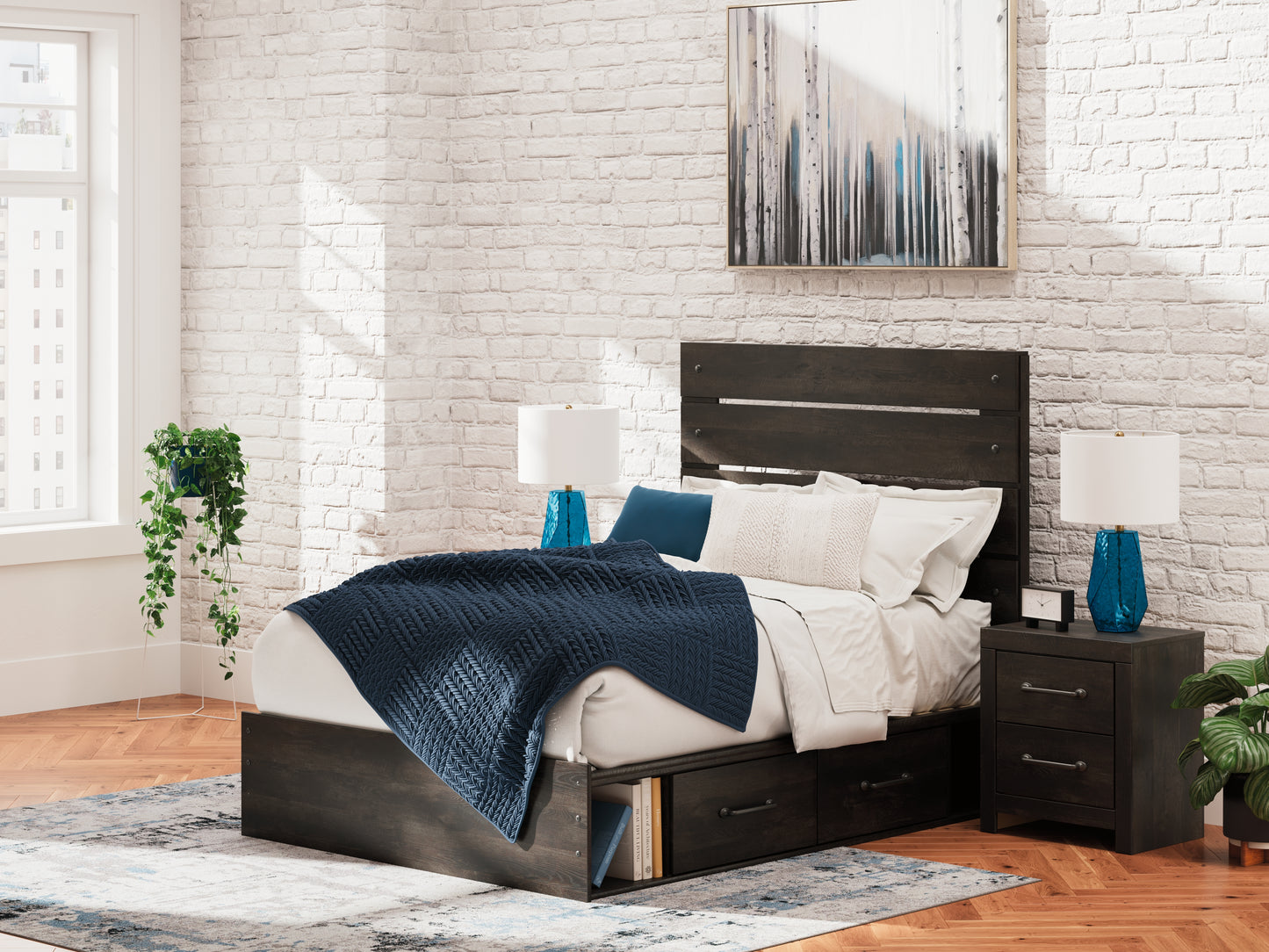 Cassel Furniture Outlet - Ashley Furniture - Hollivern Bedroom - Full Panel Storage Bed / Dark Gray - PCB2108B15