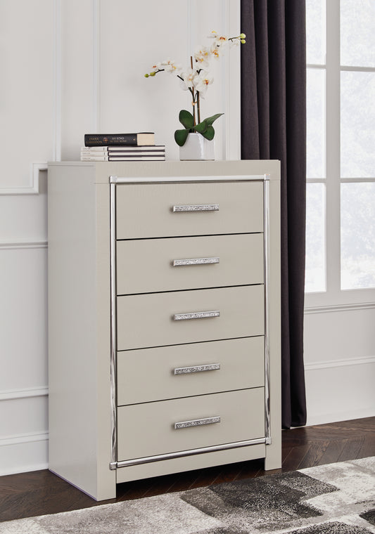 Cassel Furniture Outlet - Ashley Furniture - Zyniden Bedroom - Six Drawer Dresser / Silver - B2114-31