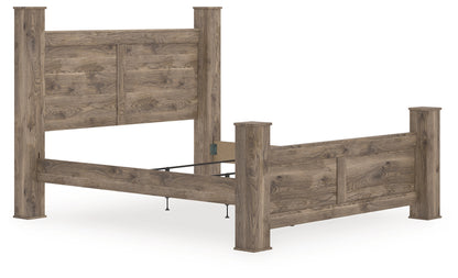 Cassel Furniture Outlet - Ashley Furniture - Rusticott Bedroom - King Poster Bed / Brown - PCB2260B7