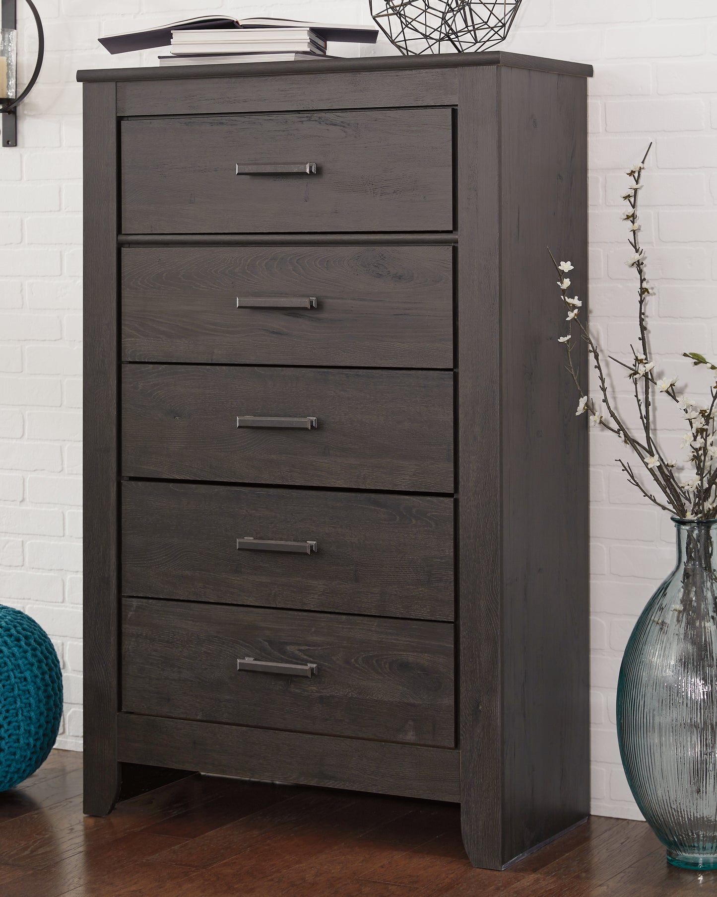 Cassel Furniture Outlet - Ashley Furniture - Brinxton Bedroom - Five Drawer Chest / Charcoal - B249-46