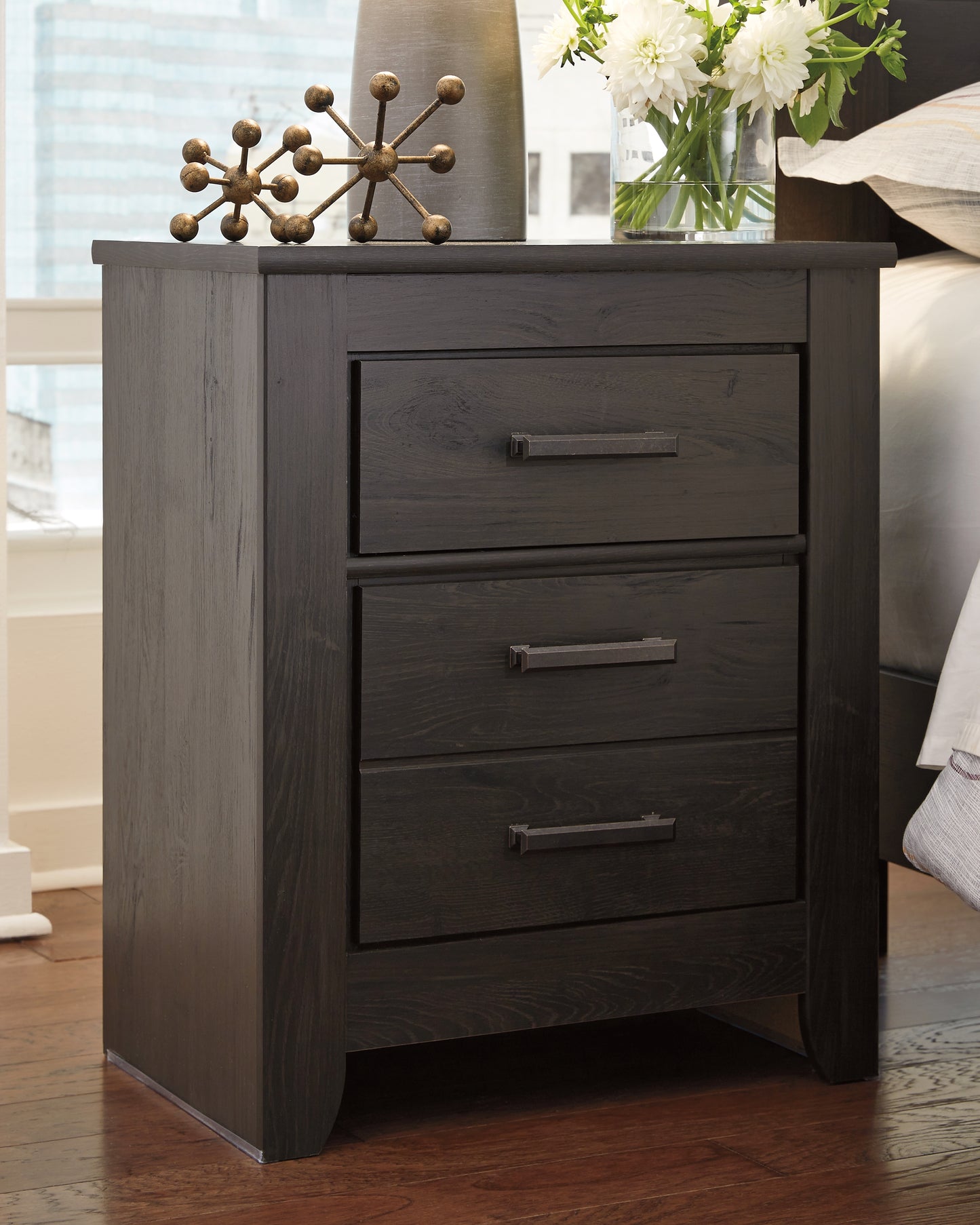 Cassel Furniture Outlet - Ashley Furniture - Brinxton Bedroom - Two Drawer Night Stand / Charcoal - B249-92