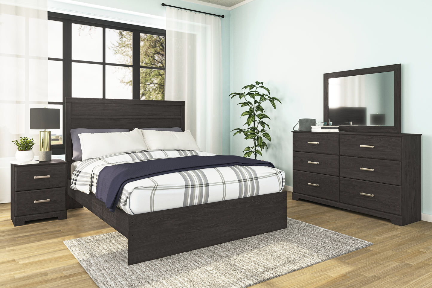 Cassel Furniture Outlet - Ashley Furniture - Belachime Bedroom - Queen Panel Bed / Charcoal - B2589B2
