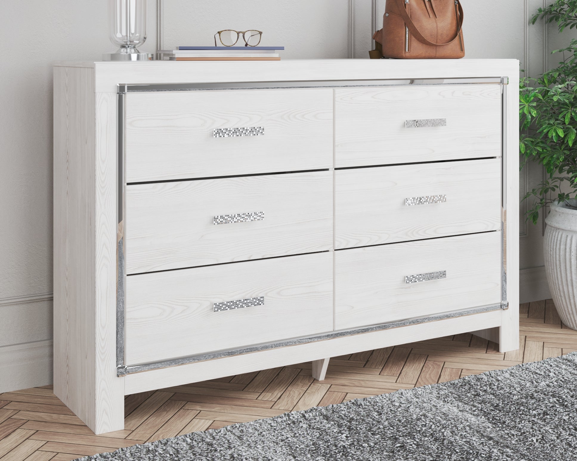 Cassel Furniture Outlet - Ashley Furniture - Altyra Bedroom - King Upholstered Bookcase Bed with Storage / White - B2640B30