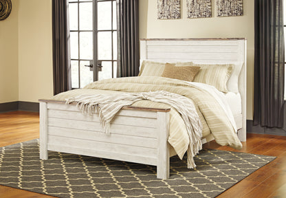 Cassel Furniture Outlet - Ashley Furniture - Willowton Bedroom - Queen Panel Bed / Whitewash - B267B8