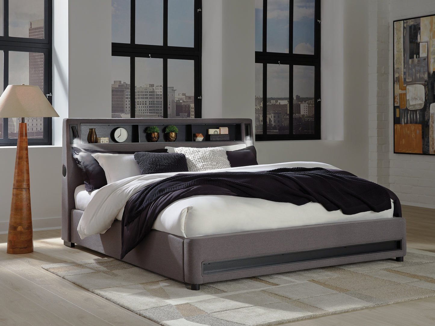 Cassel Furniture Outlet - Ashley Furniture - Verishaw Bedroom - King Upholstered Bed / Gray - PCB2721B21