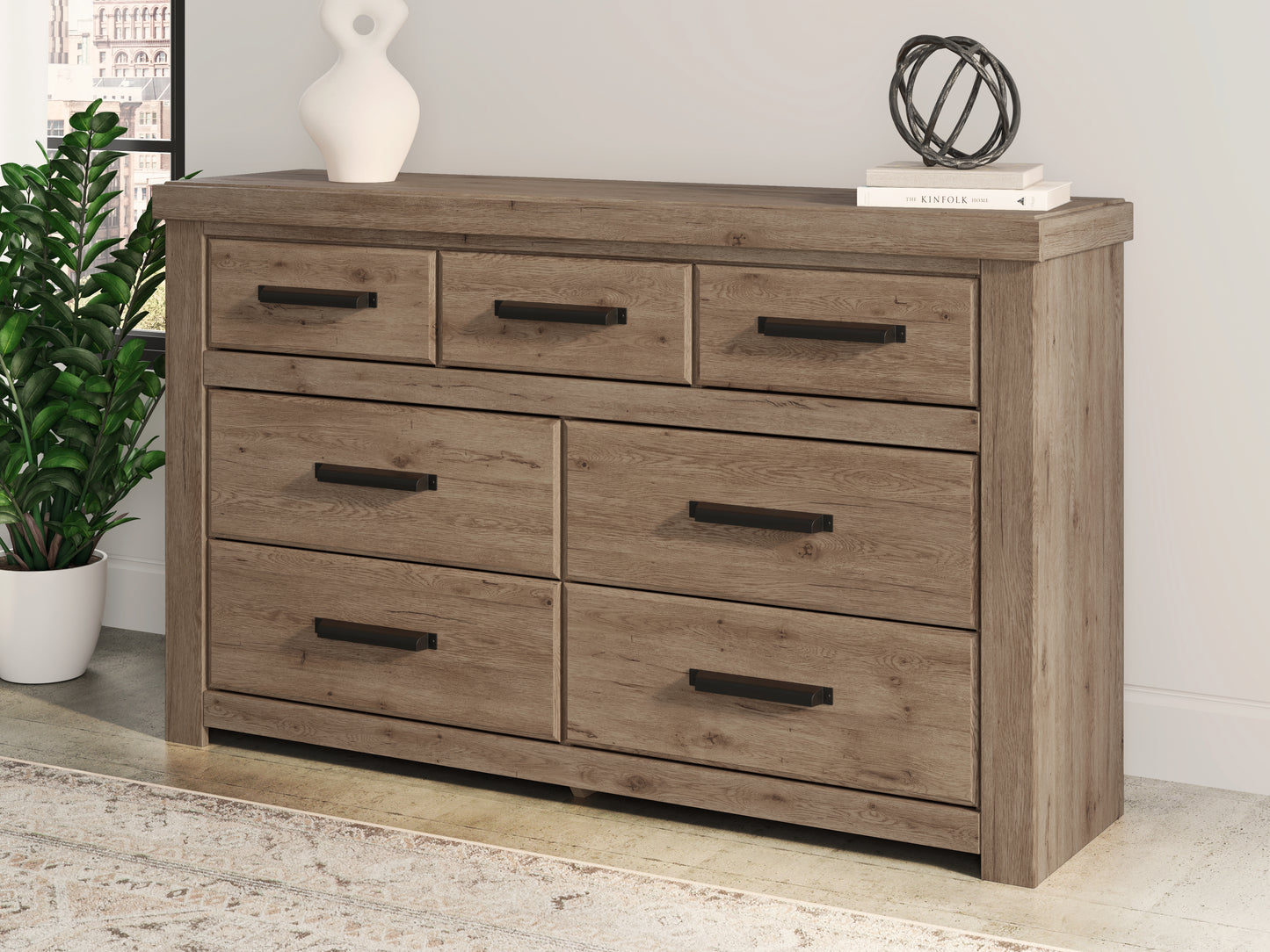 Cassel Furniture Outlet - Ashley Furniture - Oliandon Bedroom - Seven Drawer Dresser / Light Brown - PCB2844-31