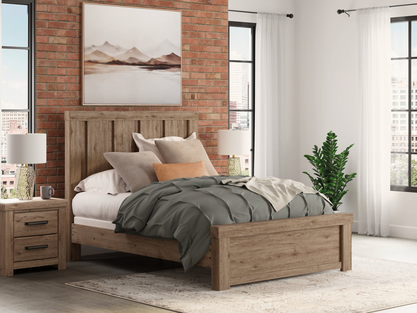 Cassel Furniture Outlet - Ashley Furniture - Oliandon Bedroom - Queen Panel Bed / Light Brown - PCB2844B2
