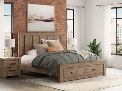Cassel Furniture Outlet - Ashley Furniture - Oliandon Bedroom - King Panel Storage Bed / Light Brown - PCB2844B7