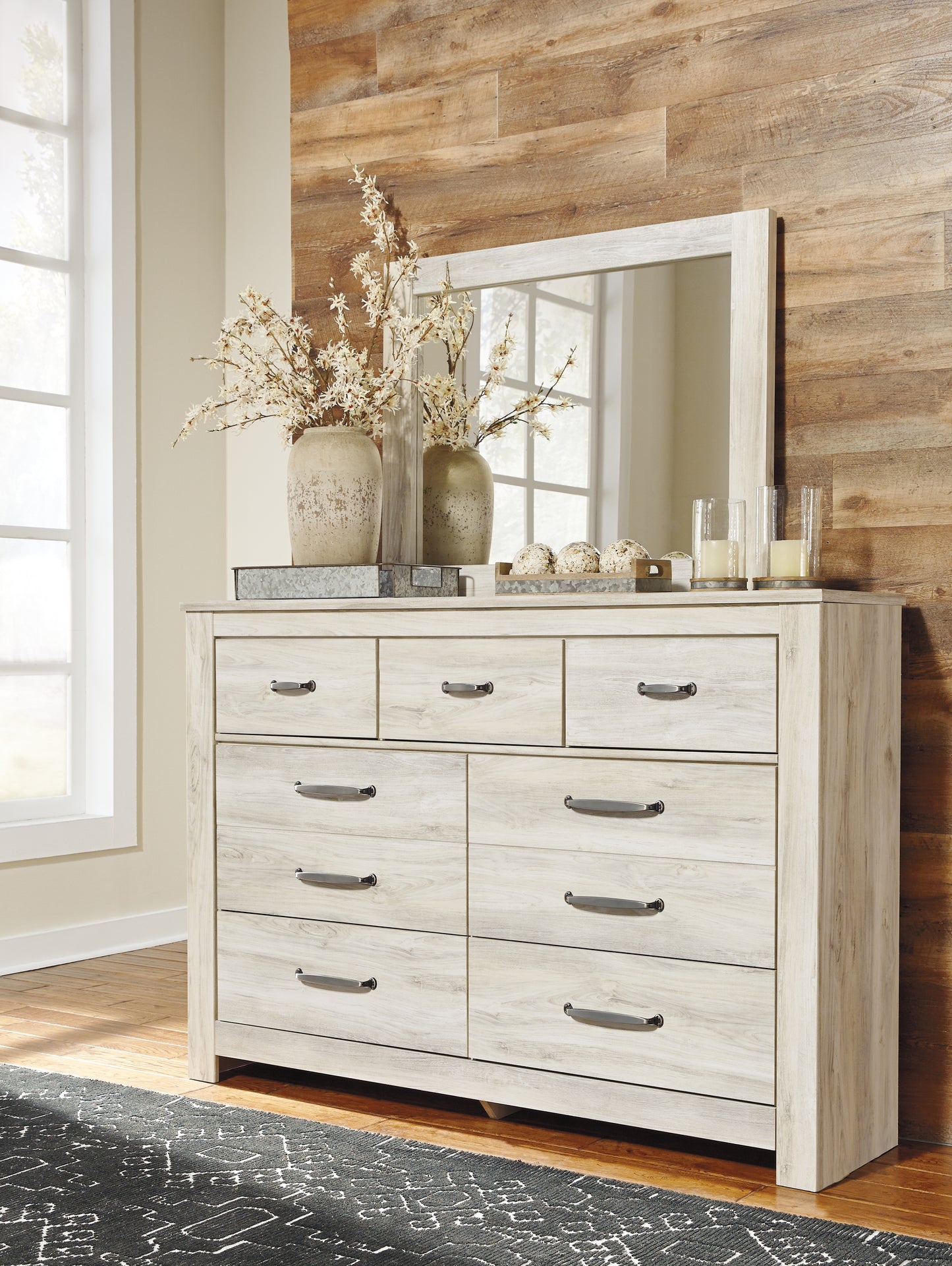 Cassel Furniture Outlet - Ashley Furniture - Bellaby Bedroom - Dresser and Mirror / Whitewash - B331B1