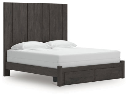 Cassel Furniture Outlet - Ashley Furniture - Fraluna Bedroom - King Panel Storage Bed / Charcoal - PCB3370B9