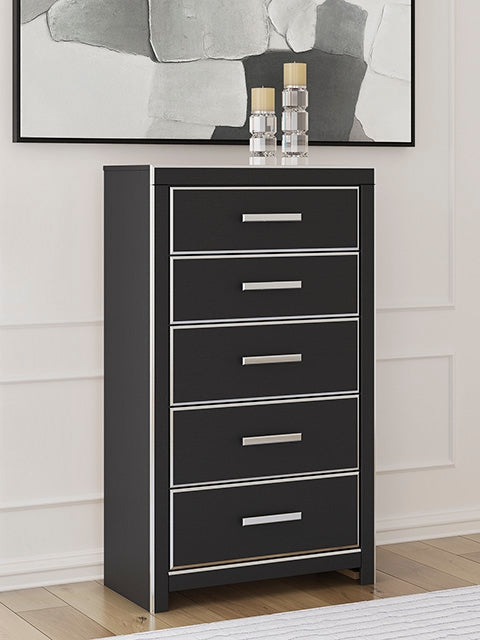 Cassel Furniture Outlet - Ashley Furniture - Zuraleus Bedroom - Five Drawer Chest / Black - PCB3380-46