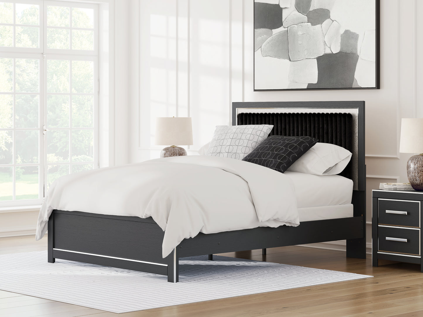 Cassel Furniture Outlet - Ashley Furniture - Zuraleus Bedroom - Queen Upholstered Panel Bed / Black - PCB3380B6