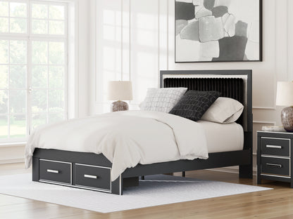 Cassel Furniture Outlet - Ashley Furniture - Zuraleus Bedroom - Queen Upholstered Panel Storage Bed / Black - PCB3380B4