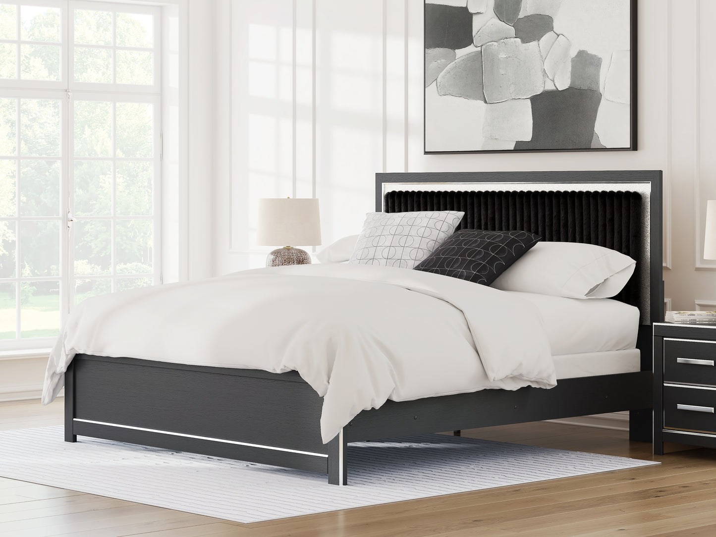 Cassel Furniture Outlet - Ashley Furniture - Zuraleus Bedroom - King Upholstered Panel Bed / Black - PCB3380B12