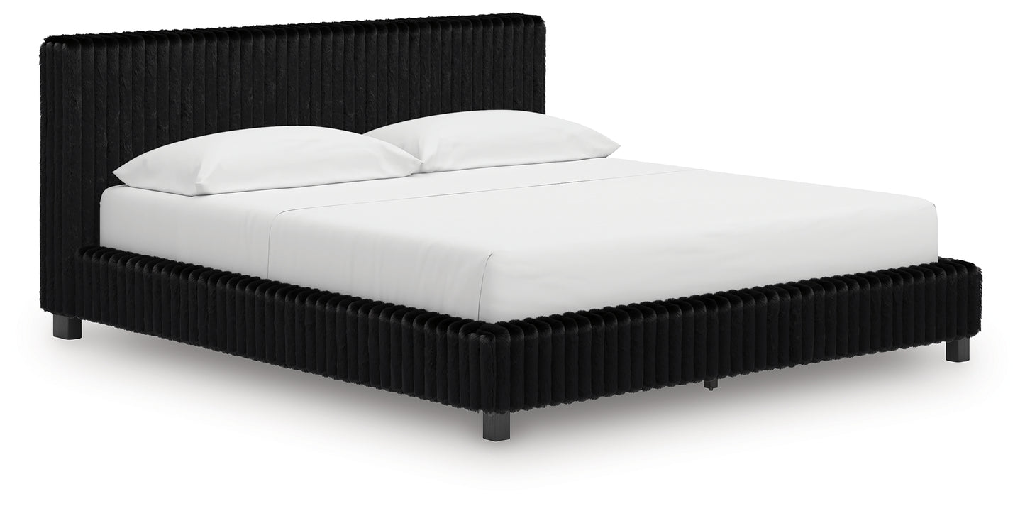 Cassel Furniture Outlet - Ashley Furniture - Zuraleus Bedroom - California King Upholstered Bed / Black - PCB3380B14