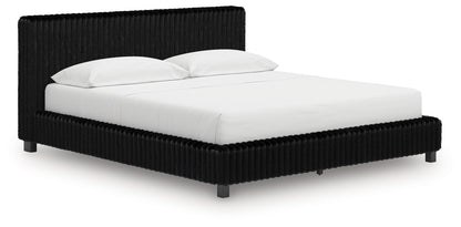 Cassel Furniture Outlet - Ashley Furniture - Zuraleus Bedroom - California King Upholstered Bed / Black - PCB3380B14