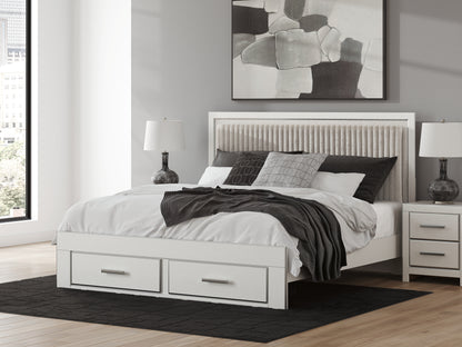 Cassel Furniture Outlet - Ashley Furniture - Zuraleus Bedroom - King Upholstered Panel Storage Bed / White - PCB3381B9