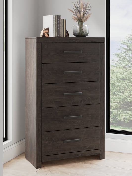 Cassel Furniture Outlet - Ashley Furniture - Prendonea Bedroom - Five Drawer Chest / Charcoal - B3789-46