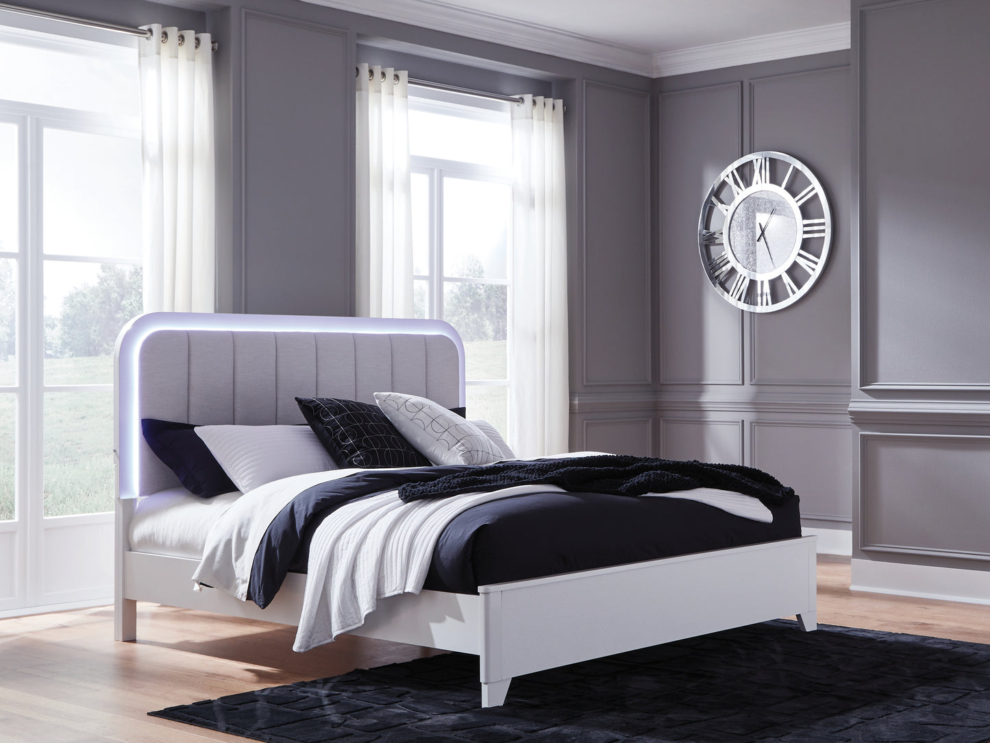 Cassel Furniture Outlet - Ashley Furniture - Jarlee Bedroom - King Upholstered Panel Bed / White - PCB392B4