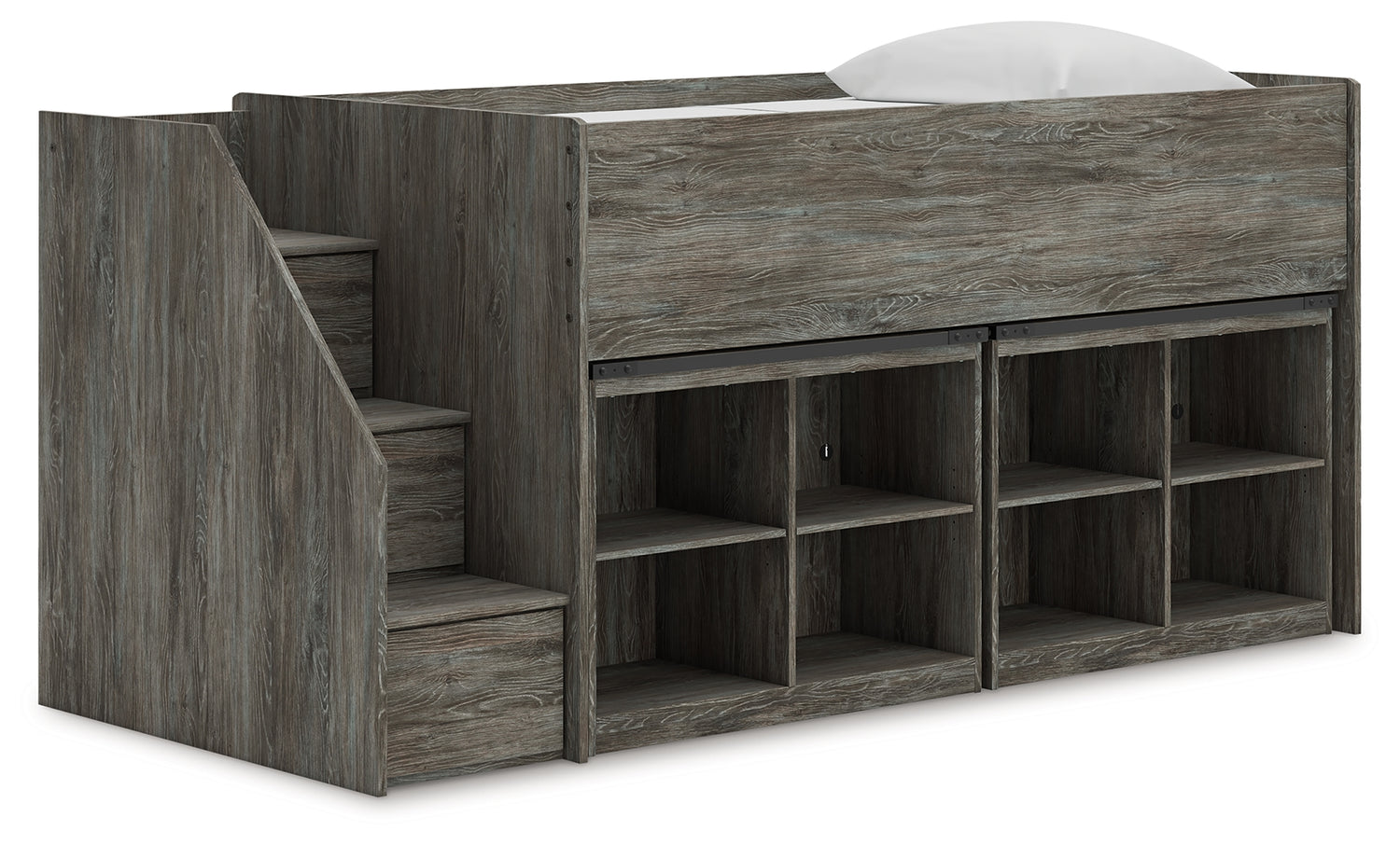 Cassel Furniture Outlet - Ashley Furniture - Frandern Twin Loft Bed with Bookcase Storage - Twin Loft Bed with Bookcase Storage / Warm Gray - B4480B25