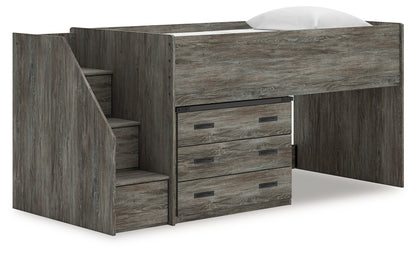 Cassel Furniture Outlet - Ashley Furniture - Frandern Bedroom - Twin Loft Bed with Drawer Storage / Gray - B4480B15