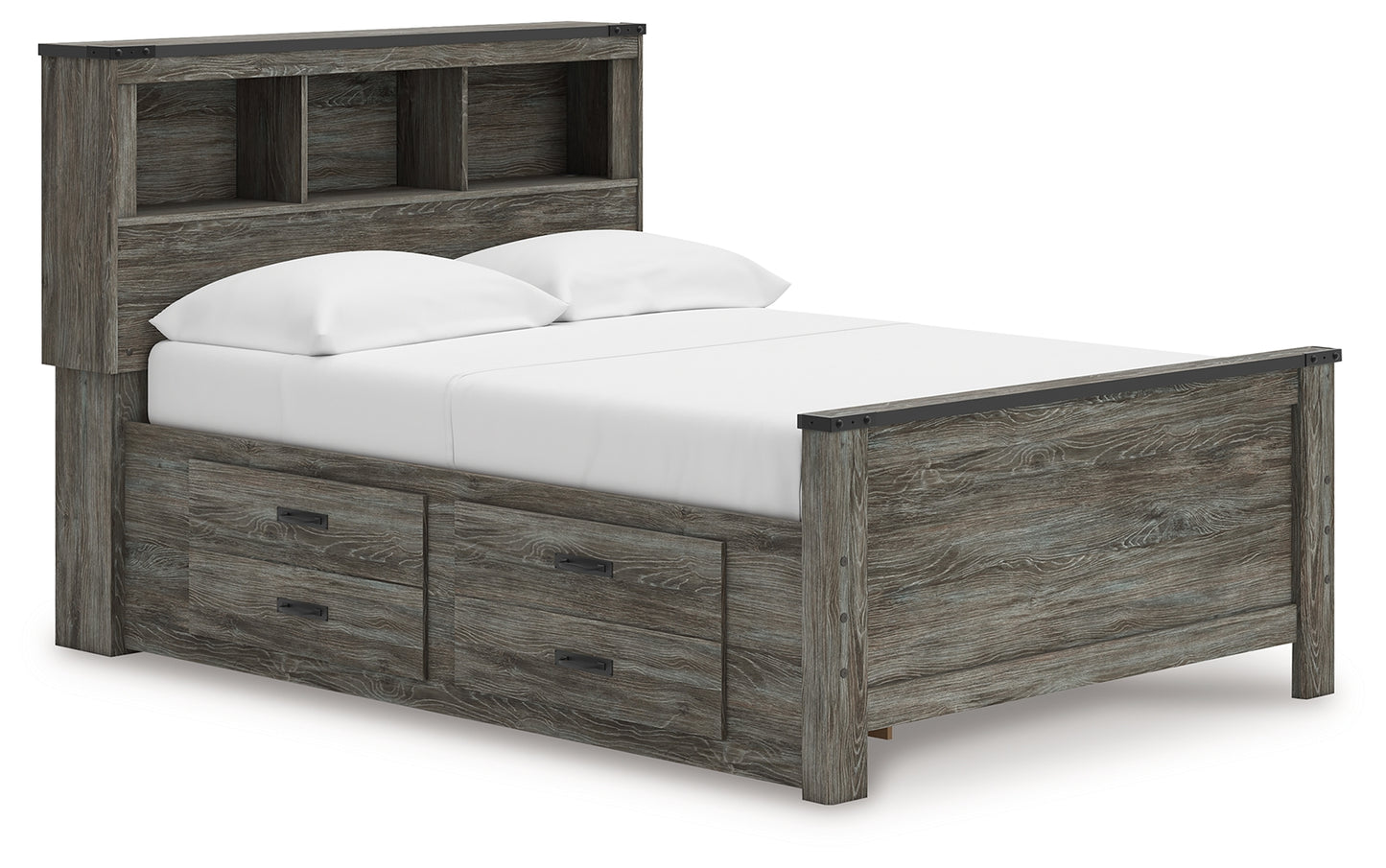 Cassel Furniture Outlet - Ashley Furniture - Frandern Bedroom - Full Bookcase Panel Bed with Storage / Gray - B4480B9