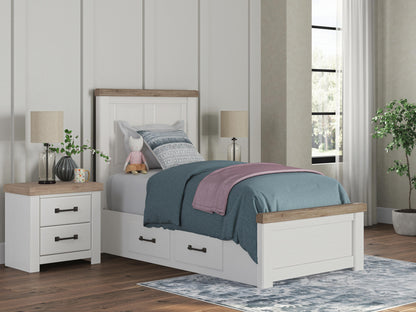 Cassel Furniture Outlet - Ashley Furniture - Savonport Bedroom - Twin Panel Bed with Storage / White/Brown - B4615B18