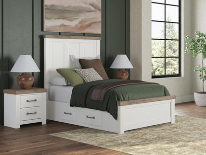 Cassel Furniture Outlet - Ashley Furniture - Savonport Bedroom - Full Panel Bed with Storage / White/Brown - B4615B19
