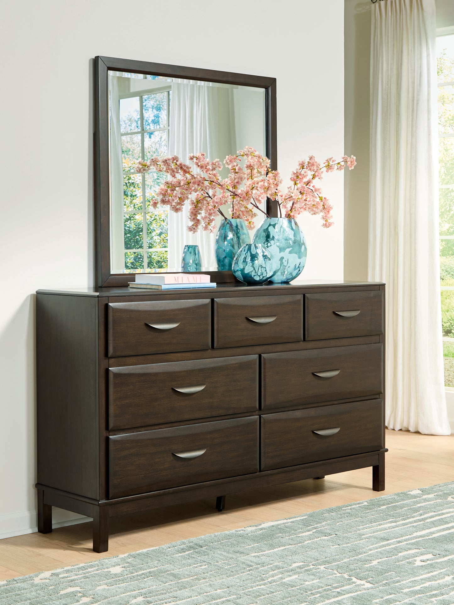 Cassel Furniture Outlet - Ashley Furniture - Vanmore Bedroom - Dresser and Mirror / Dark Brown - B479B1