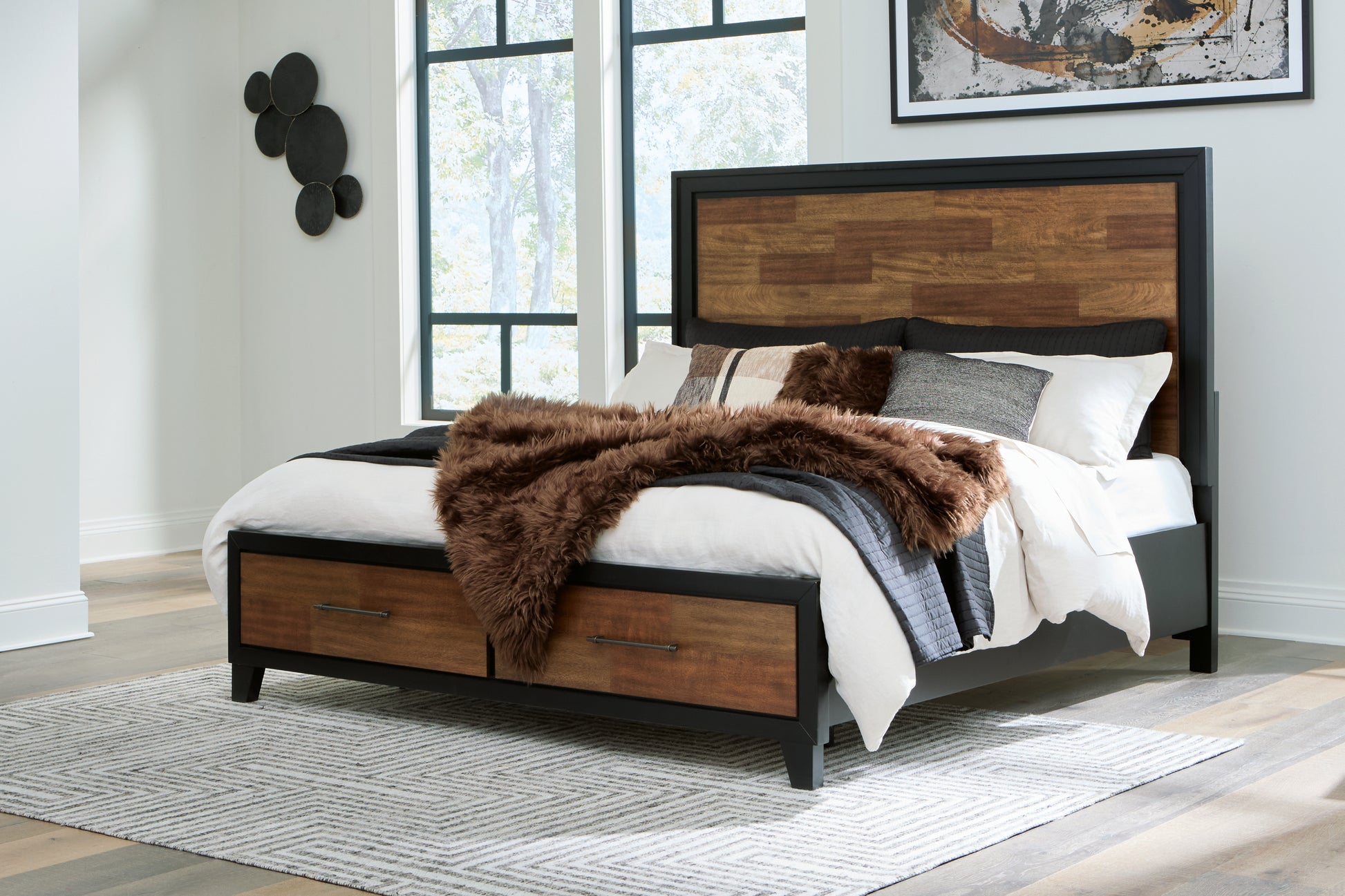 Cassel Furniture Outlet - Ashley Furniture - Kraeburn Bedroom - Two Drawer Night Stand / Brown/Black - B496-92