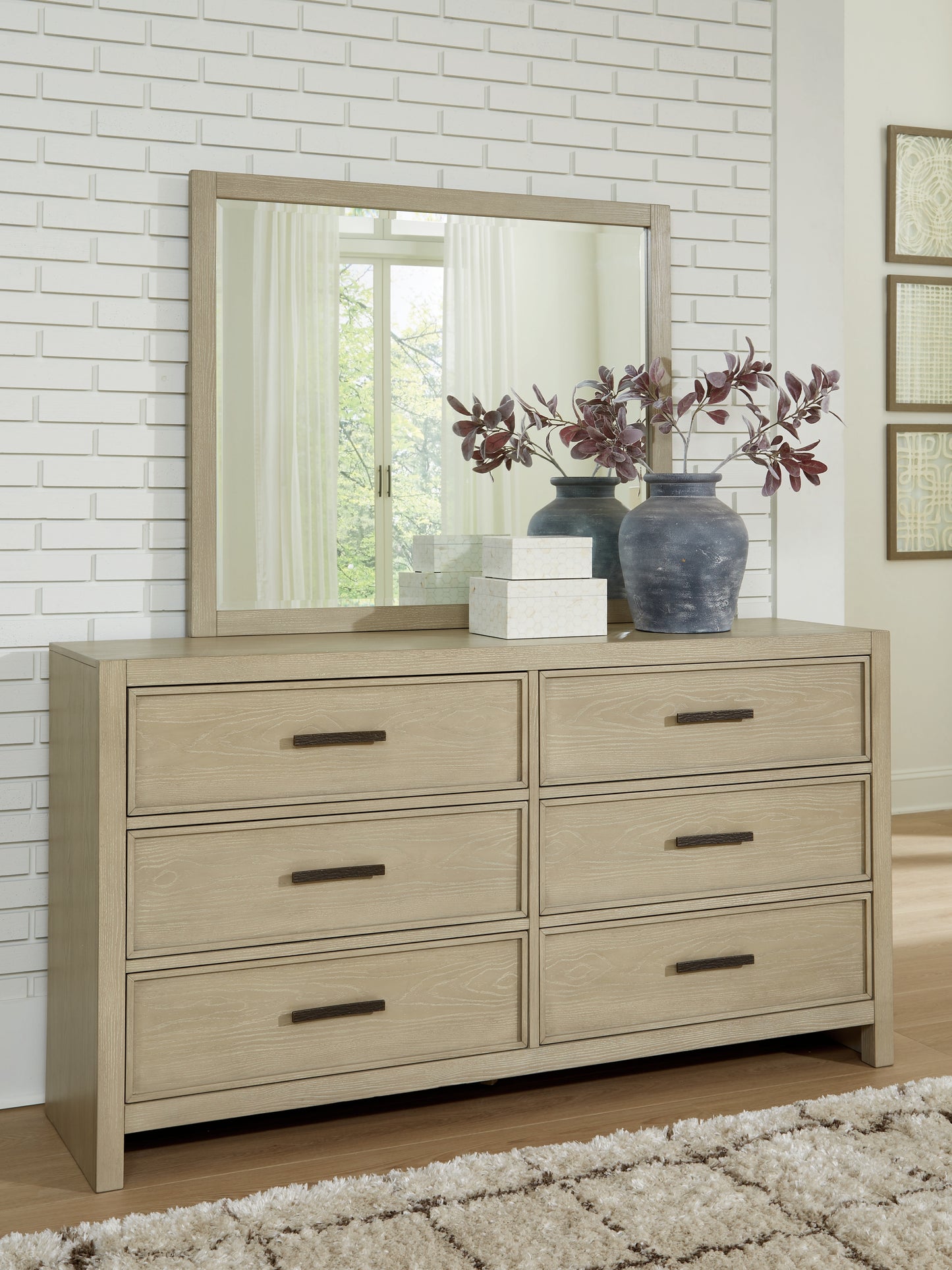Cassel Furniture Outlet - Ashley Furniture - Calmoro Bedroom - Dresser and Mirror / Gray - B602B1