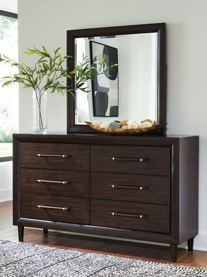 Cassel Furniture Outlet - Ashley Furniture - Dantenton Bedroom - Dresser and Mirror / Merlot - B611B1