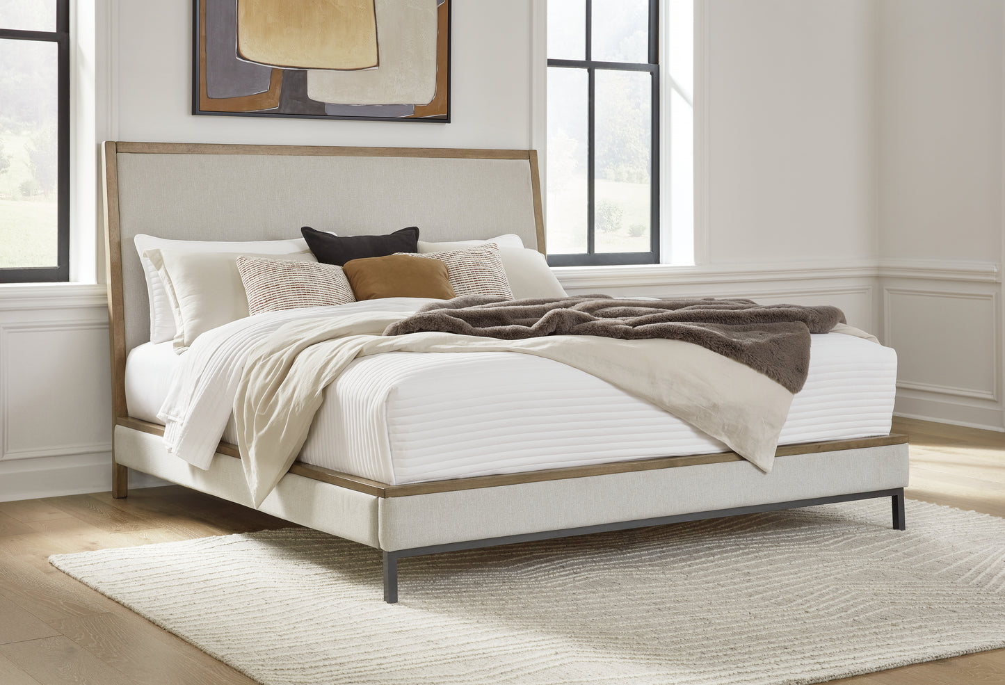Cassel Furniture Outlet - Ashley Furniture - Tomtyn Bedroom - California King Upholstered Bed / Light Brown - B622B5
