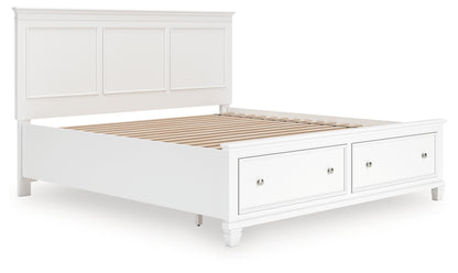 Cassel Furniture Outlet - Ashley Furniture - Fortman Bedroom - King Panel Storage Bed / White - B680B22