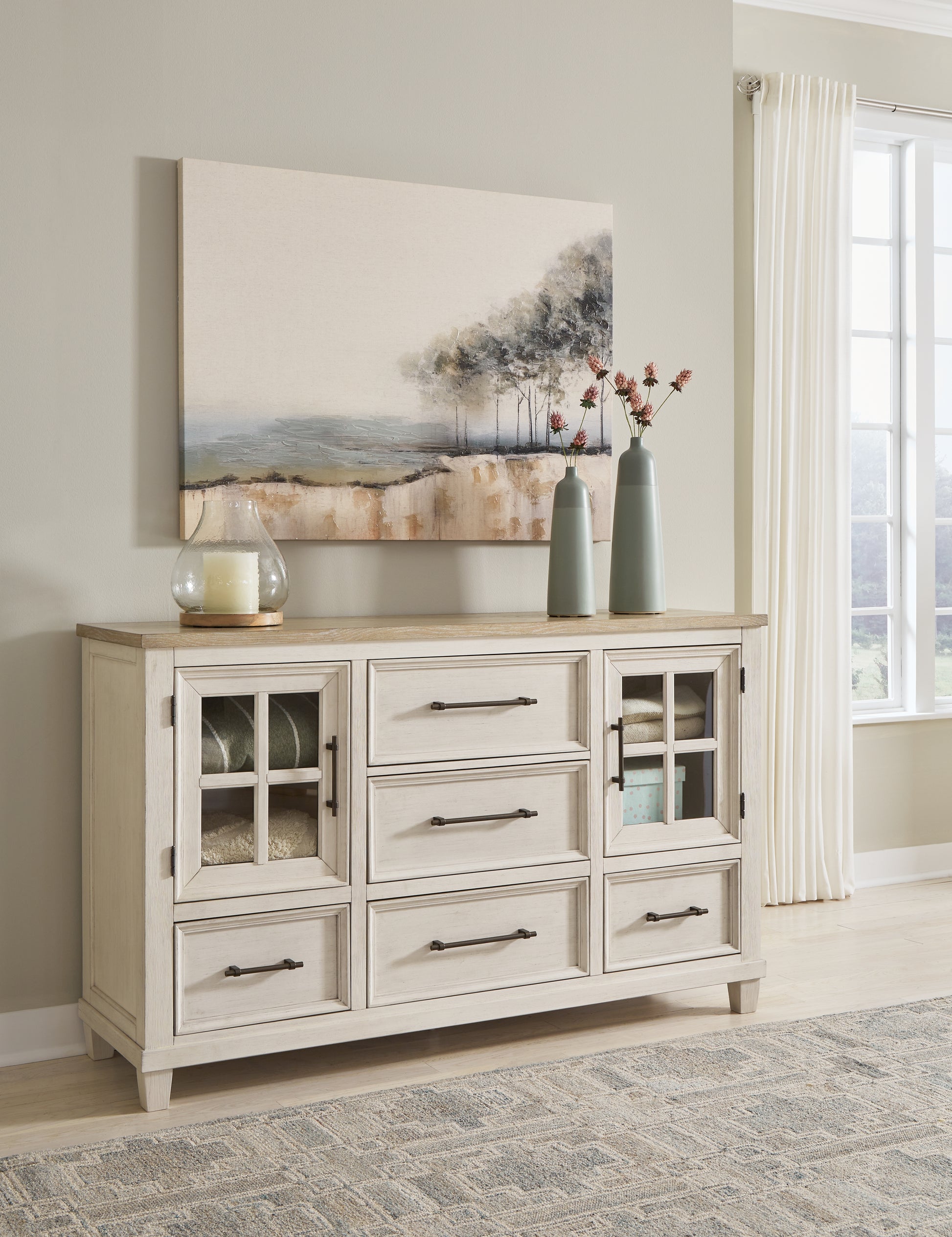 Cassel Furniture Outlet - Ashley Furniture - Shaybrock Bedroom - King Panel Bed / Antique White - B683B6