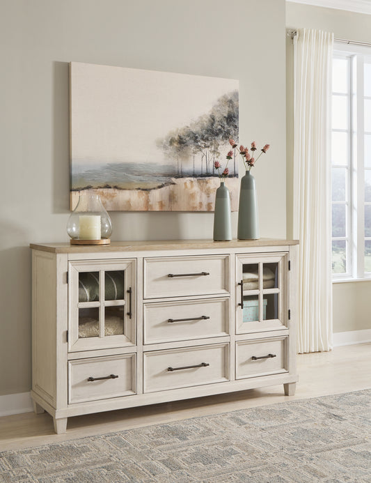 Cassel Furniture Outlet - Ashley Furniture - Shaybrock Bedroom - King Panel Bed / Antique White - B683B6