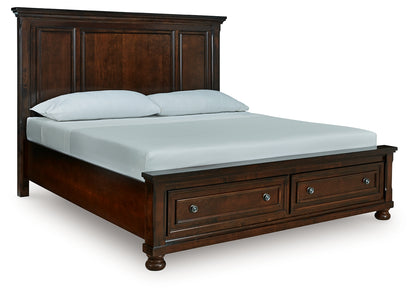 Cassel Furniture Outlet - Ashley Furniture - Porter Bedroom - King Panel Storage Bed / Rustic Brown - B697B44