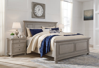 Cassel Furniture Outlet - Ashley Furniture - Lettner Bedroom - California King Panel Bed / Light Gray - B733B7