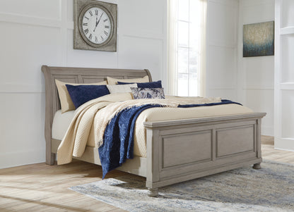 Cassel Furniture Outlet - Ashley Furniture - Lettner Bedroom - California King Sleigh Bed / Light Gray - B733B36