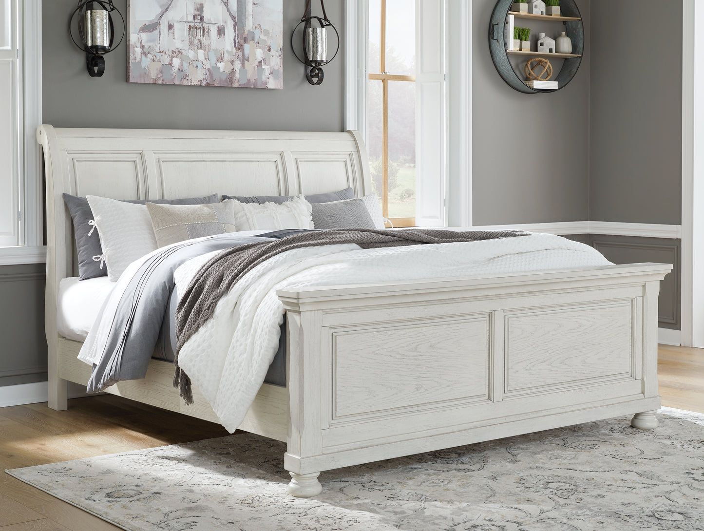 Cassel Furniture Outlet - Ashley Furniture - Robbinsdale Bedroom - King Sleigh Bed / Antique White - B742B22
