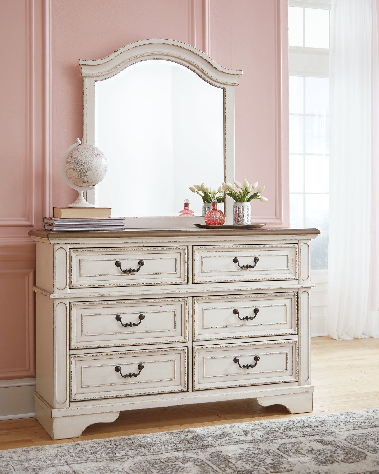 Cassel Furniture Outlet - Ashley Furniture - Realyn Bedroom - Dresser and Mirror / Chipped White - B743B12