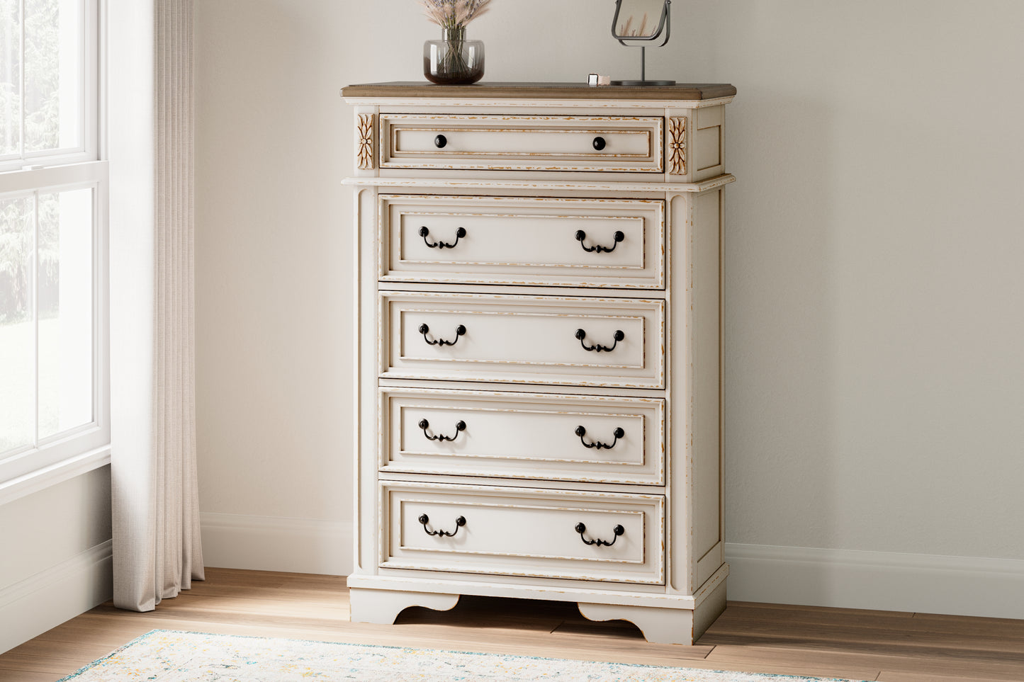 Cassel Furniture Outlet - Ashley Furniture - Realyn Bedroom - Five Drawer Chest / Two-tone - B743-46